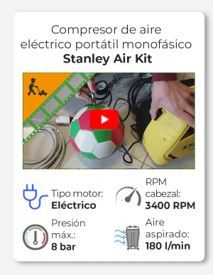 Stanley Air Kit - Compresor de aire eléctrico portátil monofásico - Motor 1.5 HP