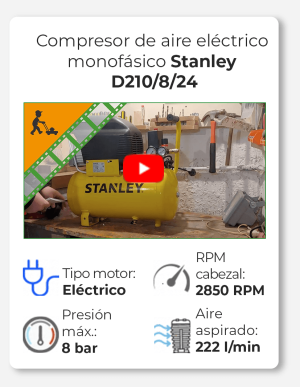 Stanley D210/8/24 - Compresor de aire eléctrico monofásico - Motor 2 HP - 24 L