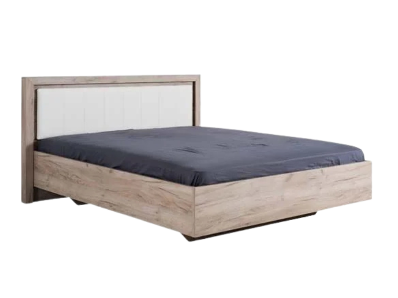 Легло с тапицирана табла астор 160/200 см сив дъб/бяло