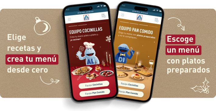 EQUIPO COCINILLAS: Elige recetas y crea tu menú desde cero | EQUIPO PAN COMIDO: Escoge un menú con platos preparados