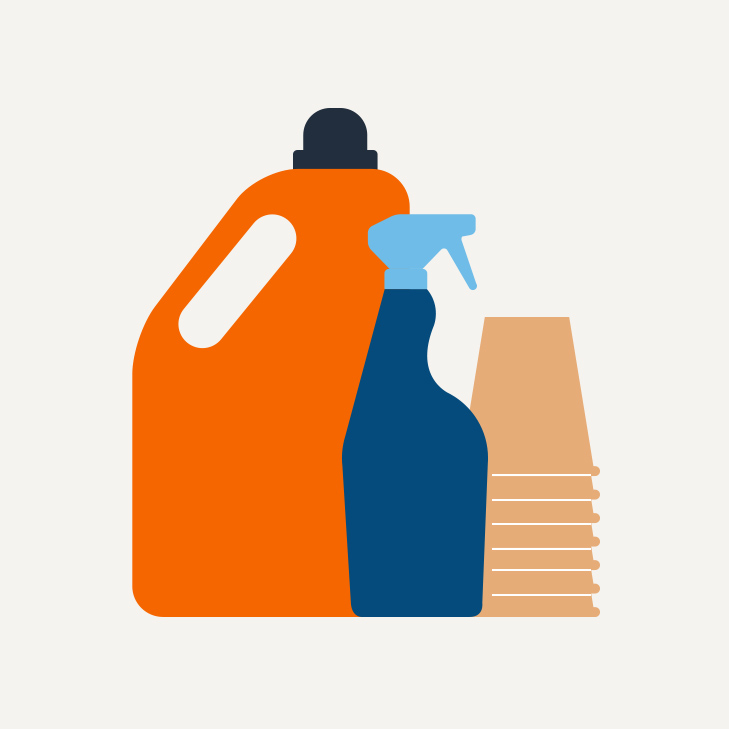 Illustration of cleaning products