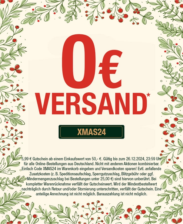 Unser Geschenk für Sie: Versandkostenfrei bestellen ab 50 € Bestellwert!