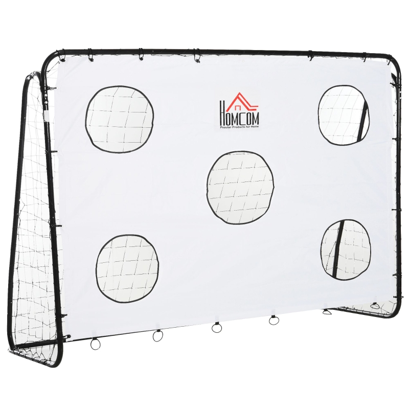 HOMCOM Portería de Fútbol para Niños con Lona de Precisión y 
Puntería para Entrenamiento y Perfeccionamiento 240x88x174 cm Blanco