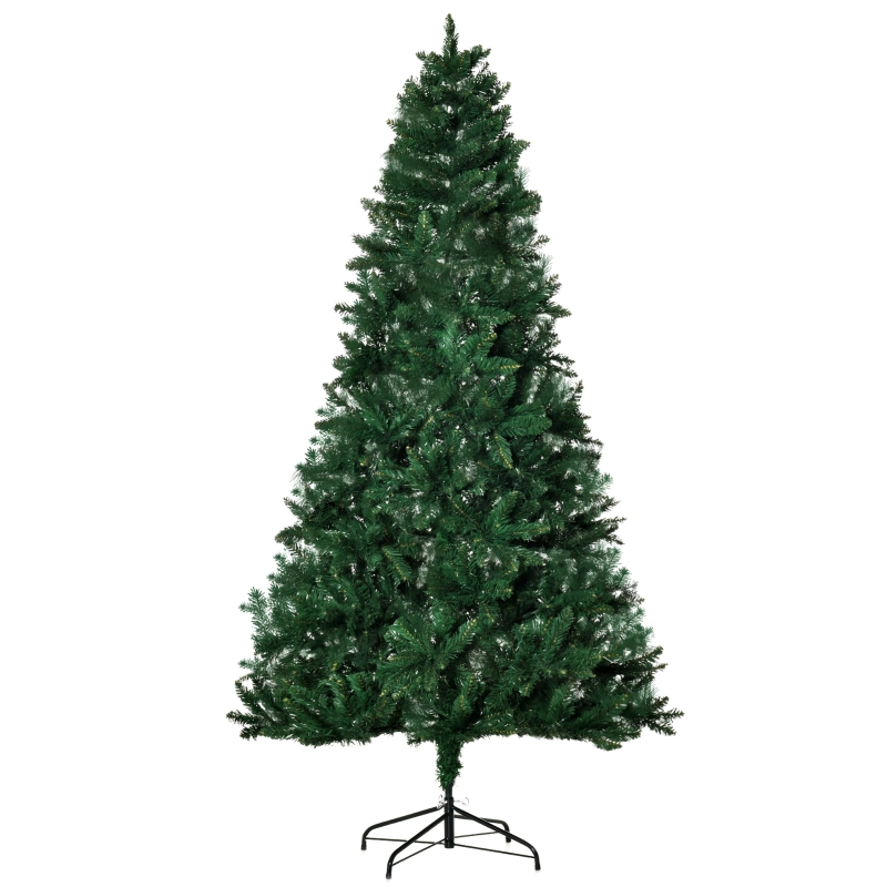 HOMCOM Árbol de Navidad Artificial 210 cm Ignífugo con 1064 Ramas con 
2 Tipos de Puntas de PVC Base Plegable y Soporte de Acero Decoración 
Navideña de Interior Verde