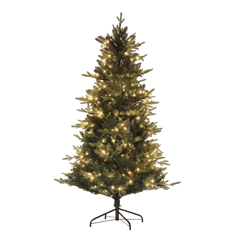 HOMCOM Árbol de Navidad Artificial 180 cm con 350 Luces LED 726 Ramas y 
Soporte de Acero Árbol Navideño para Interior Verde