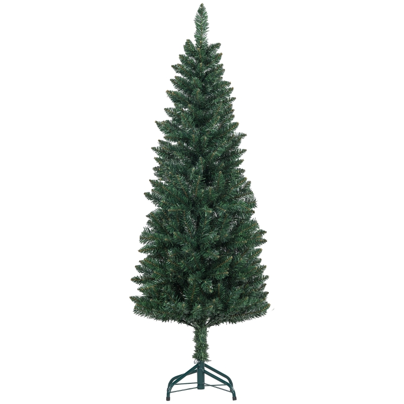 HOMCOM Árbol de Navidad Tipo Lápiz 150 cm con Base Plegable y 317 
Ramas para Dormitorio Oficina Verde