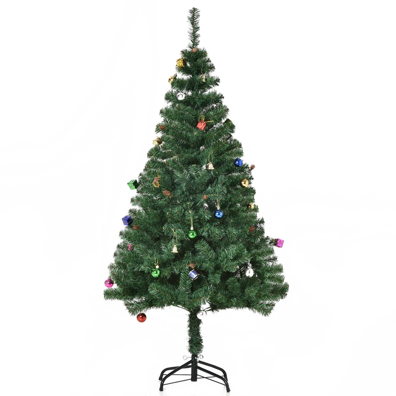 HOMCOM Árbol de Navidad Artificial 150 cm con 420 Ramas Adornos Piñas 
Decoración Navideña para Interiores Verde