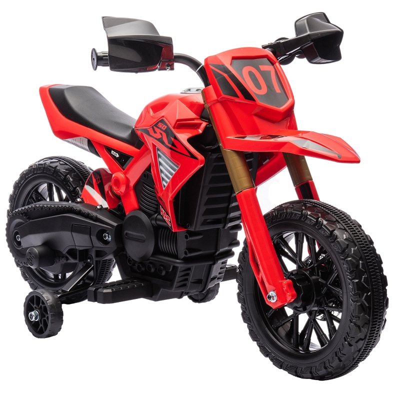 AIYAPLAY Moto Eléctrica para Niños de +3 Años Moto de Batería para 
Niños 6V con Ruedas de Entrenamiento y Bocina Carga 30 kg Rojo