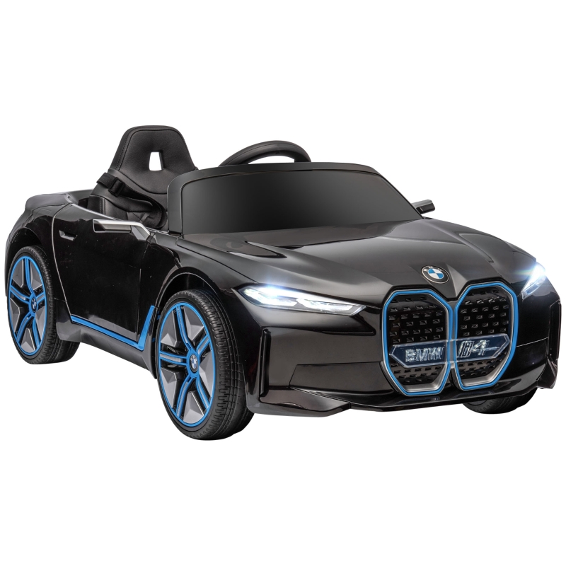 HOMCOM Coche Eléctrico para Niños 37-72 Meses Autorización BMW I4 con 
Control Remoto y Cinturón de Seguridad 115x67x45cm Negro