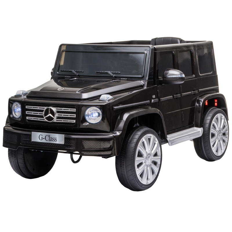 HOMCOM Coche Eléctrico para Niños de Batería 12 V BENZ G500 con 
Control Remoto Música Bocina 3-5 km/h Carga 30 kg Negro