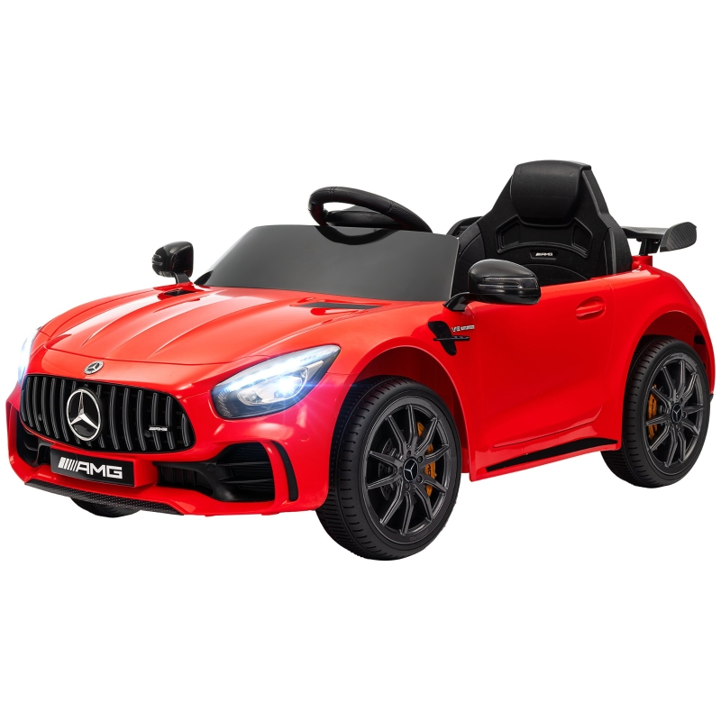 AIYAPLAY Coche Eléctrico para Niños de +3 Años Mercedes-Benz AMG GTR 
con Batería 12V Mando a Distancia Faros Bocina Música Rojo