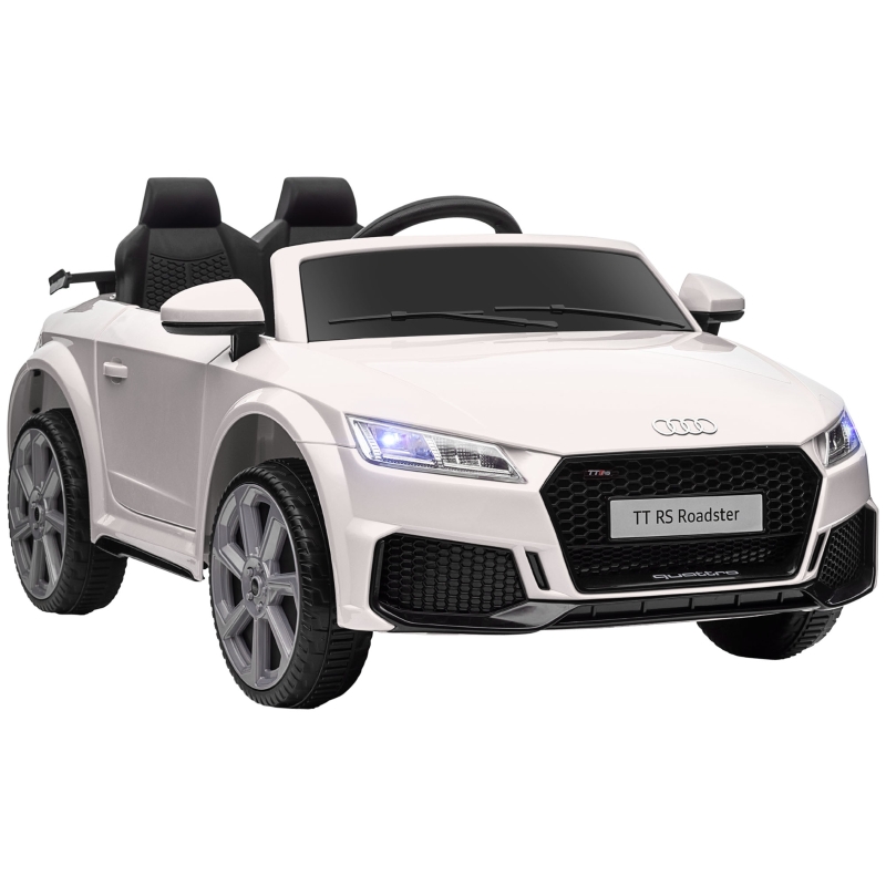 HOMCOM Coche Eléctrico para Niños de 3+ Años Audi TT Eléctrico 12V 
con Velocidad 3 km/h Mando a Distancia 102x60x44 cm Blanco