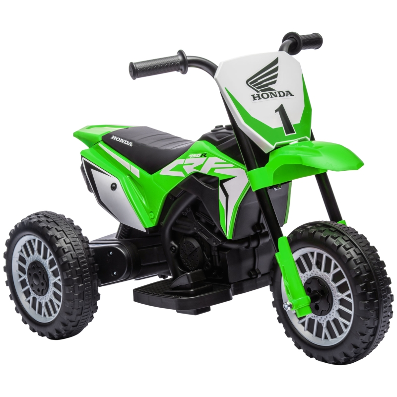 HOMCOM Moto Eléctrica Infantil con Licencia Honda CRF450RL con 
Velocidad 3 km/h Bocina Sonido de Arranque 71x40,5x43,5 cm Verde