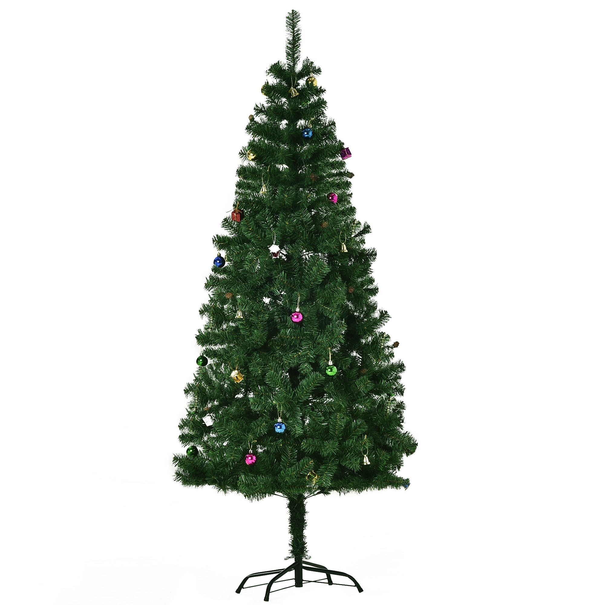 HOMCOM Árbol de Navidad Artificial 180 cm con 624 Ramas Adornos Piñas 
Decoración Navideña para Interiores Verde