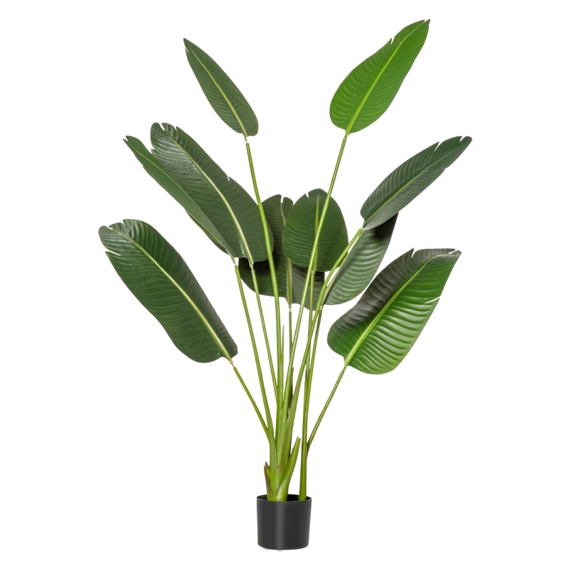 HOMCOM Planta Artificial Bananera de 160 cm con Maceta y 10 Hojas 
Realistas Planta Tropical Sintética para Decoración en Interior y Exterior 
Oficina Hogar Verde