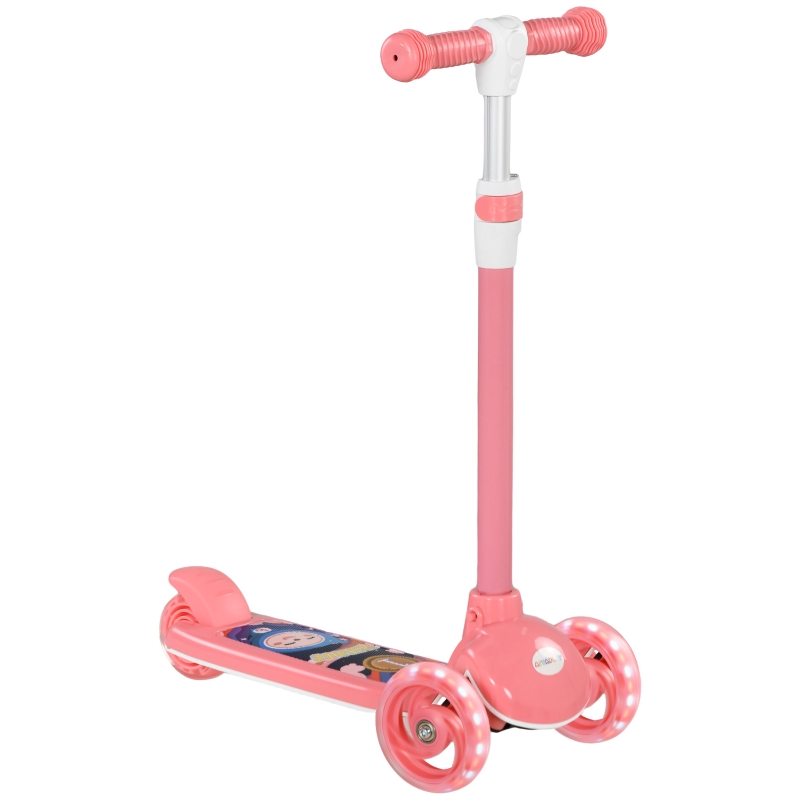 AIYAPLAY Patinete Infantil Patinete con 3 Ruedas Luces LED Altura 
Ajustable Carga 25 kg 52x29x63-76 cm Rosa