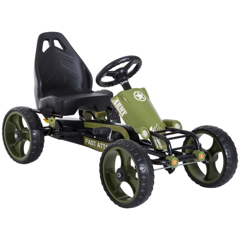 HOMCOM Go-Kart a Pedales para Niños de +3 Años Coche de Pedales con 
Embrague Freno Asiento Ajustable Carga Máx. 35 kg 105x54x61 cm Verde