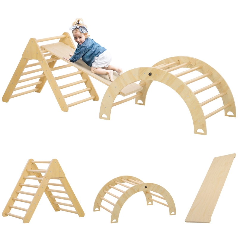 AIYAPLAY Triángulo de Escalada para Niños de 18-48 Meses con Rampa 
Escalador de Arco 219x72,5 cm Multicolor