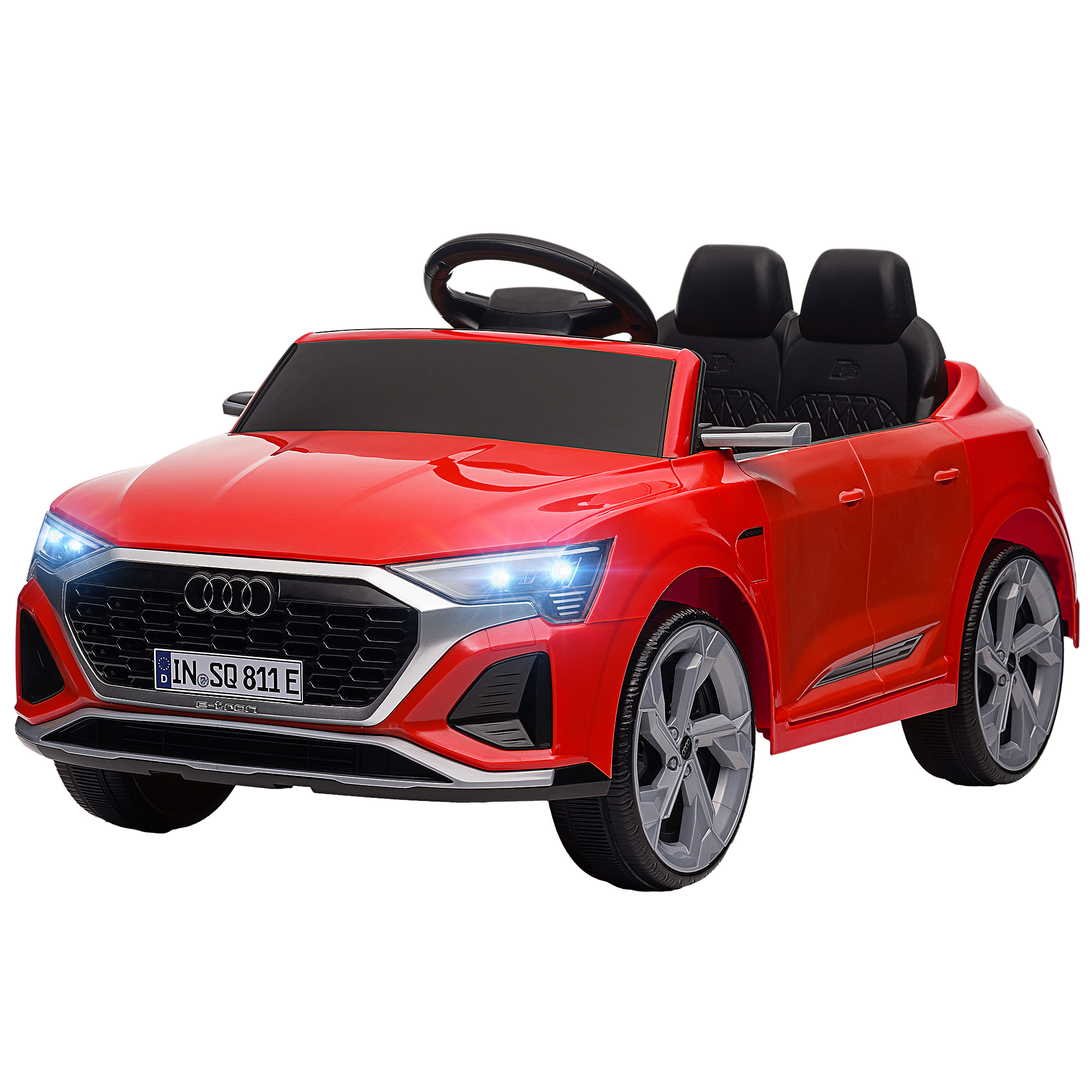 AIYAPLAY Coche Eléctrico para Niños Audi Q8 etron sportback con 
Batería 12V Mando a Distancia Faros Bocina y Música Rojo