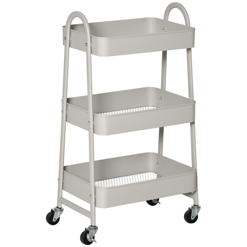 HOMCOM 
Carrito Auxiliar con Ruedas Carro de Almacenaje de 3 Niveles para Baño 
Salón Cocina Oficina 45x31x79,4 cm Gris