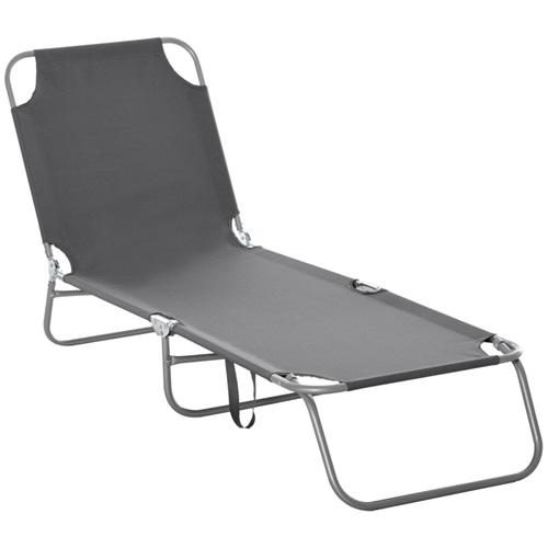 Outsunny Tumbona de Jardín Plegable con Respaldo Ajustable en 5 
Posiciones Carga 120 kg para Terraza Piscina 187x55x24 cm Gris