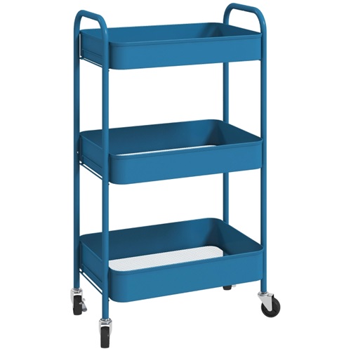 HOMCOM Carrito de Almacenamiento con 3 Cestas y Marco de Acero para 
Salón Dormitorio Oficina Cocina 45x30,6x79 cm Azul Oscuro