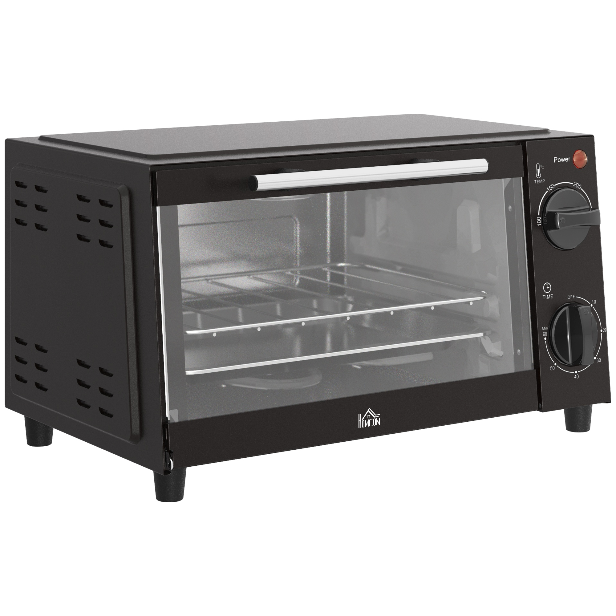 HOMCOM Mini Horno Eléctrico 9L Horno Eléctrico Sobremesa 750W con Temperatura Ajustable Temporizador