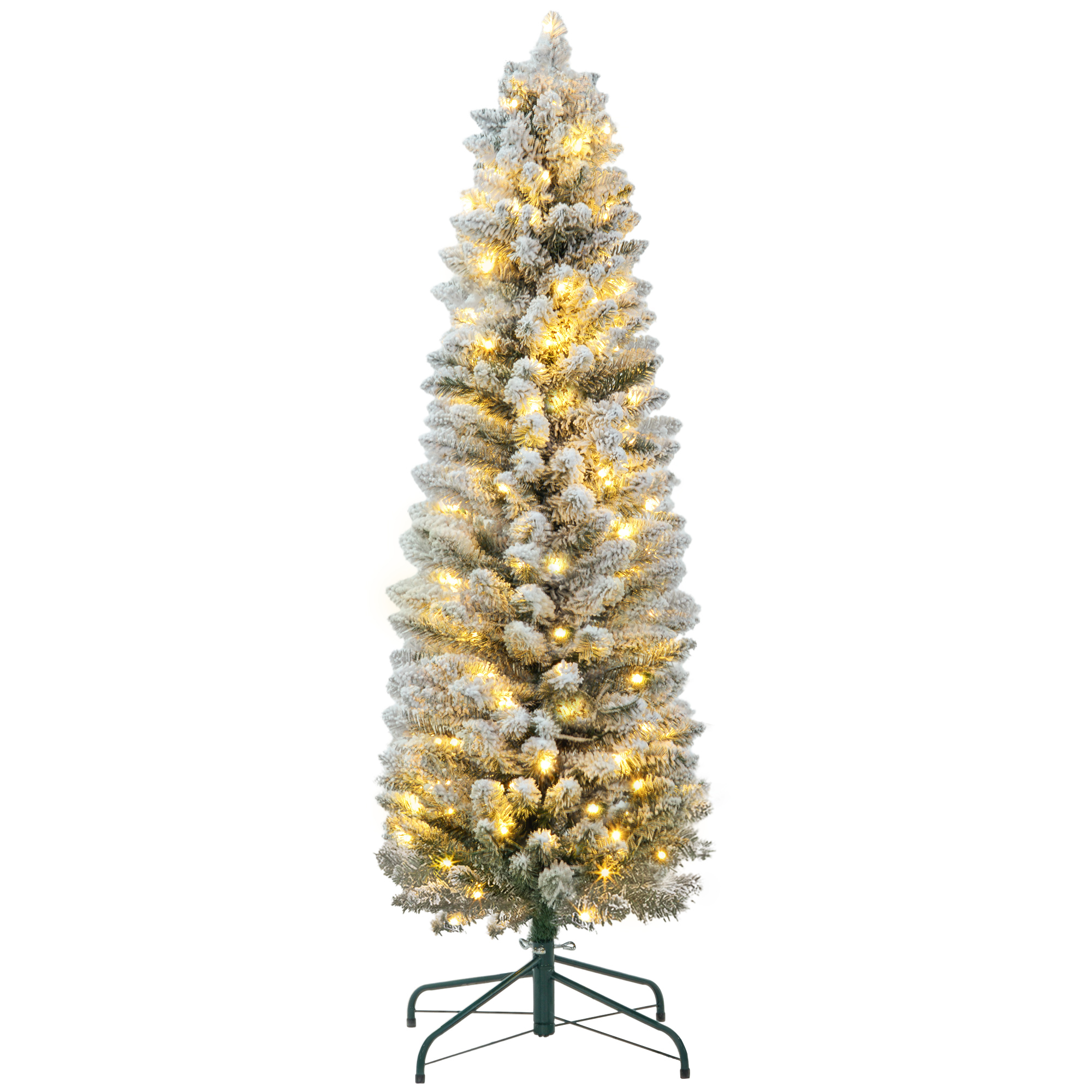 HOMCOM Árbol de Navidad Artificial Nevado 150 cm con 120 Luces LED 263 Ramas 