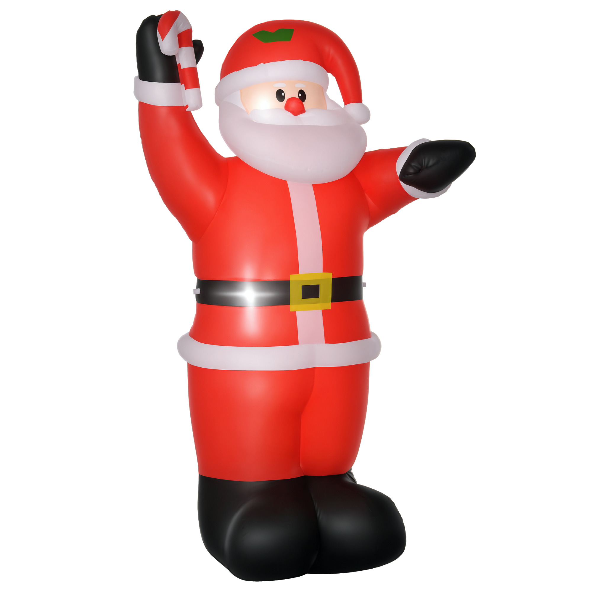 HOMCOM Papá Noel Hinchable 240 cm con Bastón Luces LED e Inflador Decoración Navideña