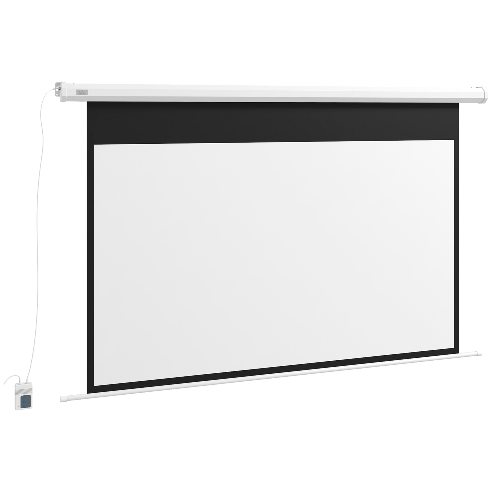 HOMCOM Pantalla de Proyección Eléctrica 84 Pulgadas Formato 16:9 con Mando a Distancia 186x105 cm Blanco