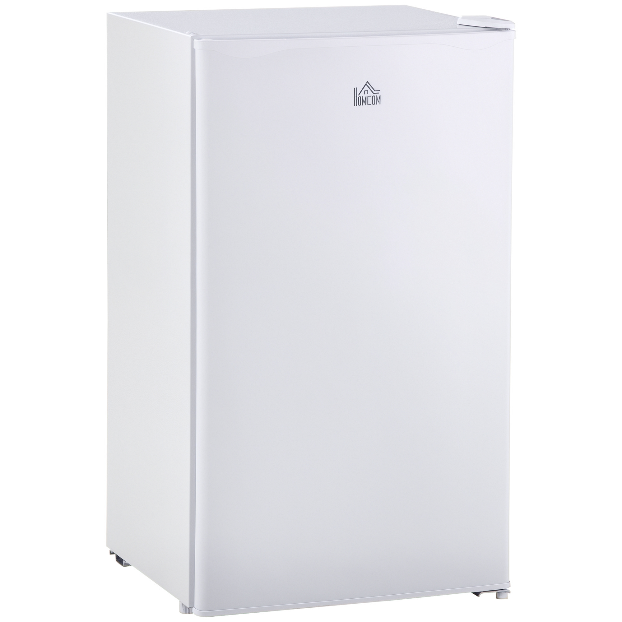 HOMCOM Mini Nevera Silenciosa 91 L Clase E, Frigorífico Pequeño, Nevera Pequeña Bajo Encimera con Temperatura Regulable 5 Niveles, Puerta Reversible, Estantes Ajustables, Blanco