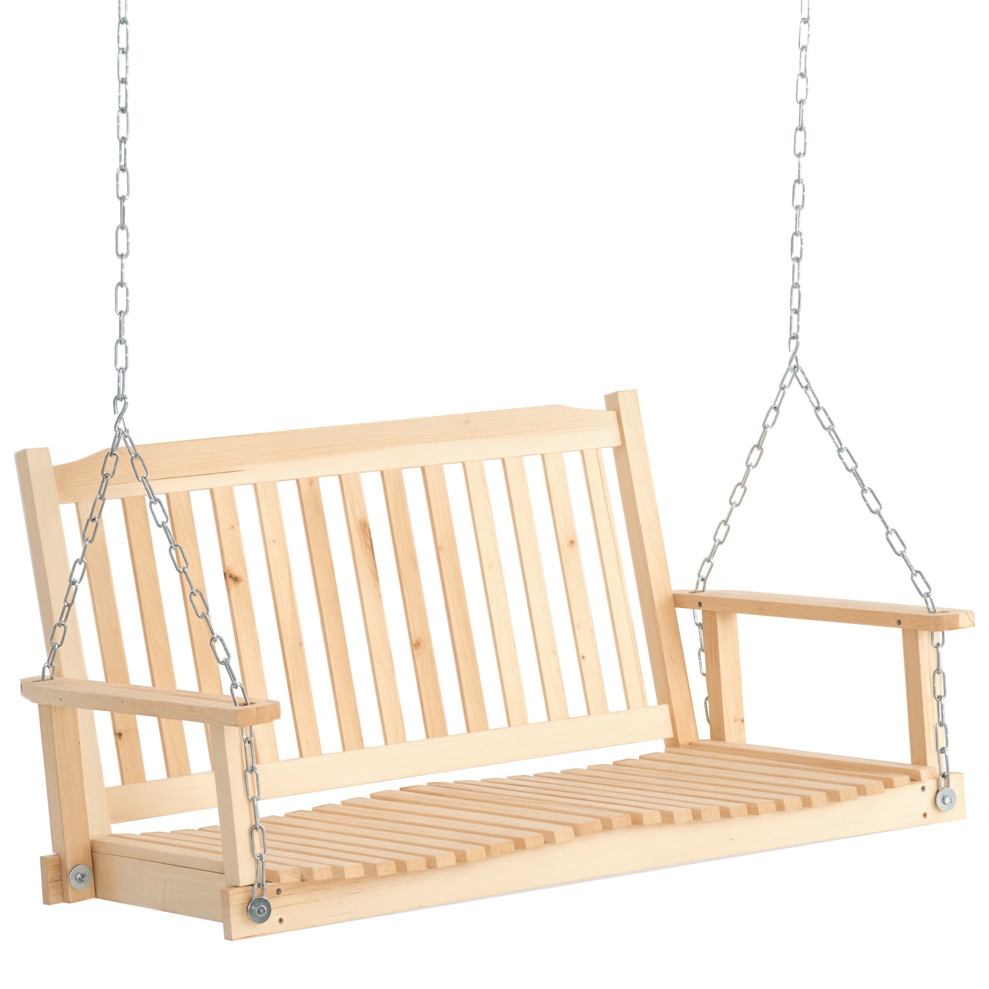 Outsunny Banco Columpio de Madera de 2 Plazas Ajustable 117x69x60 cm Natural