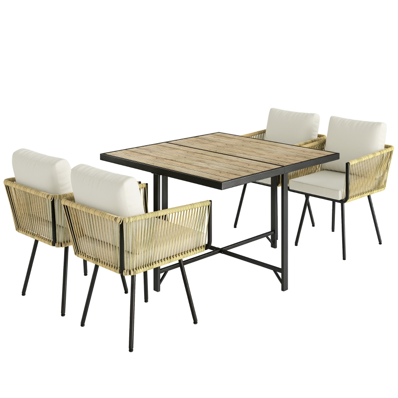Conjunto de Mesa y Sillas Jardín de Ratán