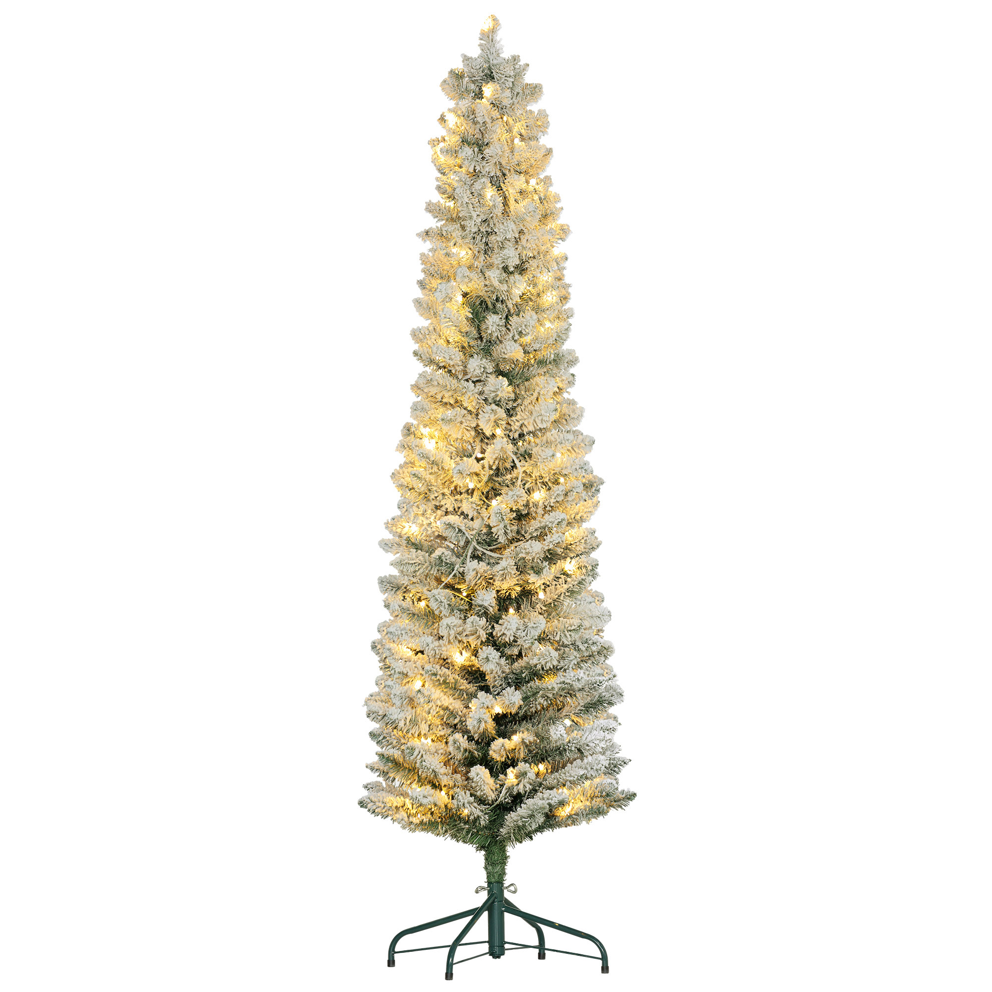 HOMCOM Árvore de Natal 180 cm Árvore de Natal Artificial Nevada com 
150 Luzes LED 