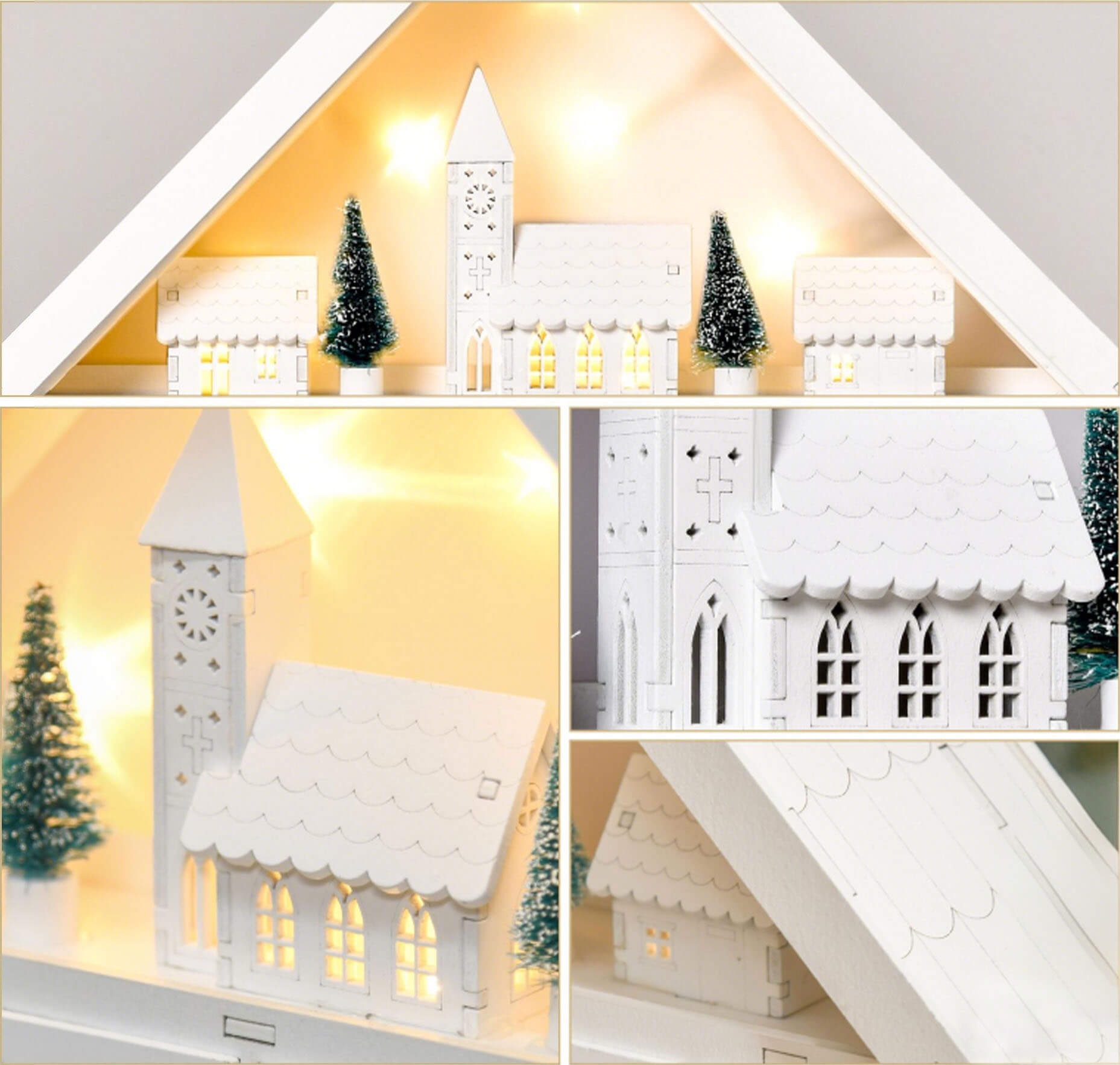 HOMCOM Calendário de Advento de Natal Madeira com 24 Gavetas e Luzes 
LED Decoração de Natal Modelo Casinha