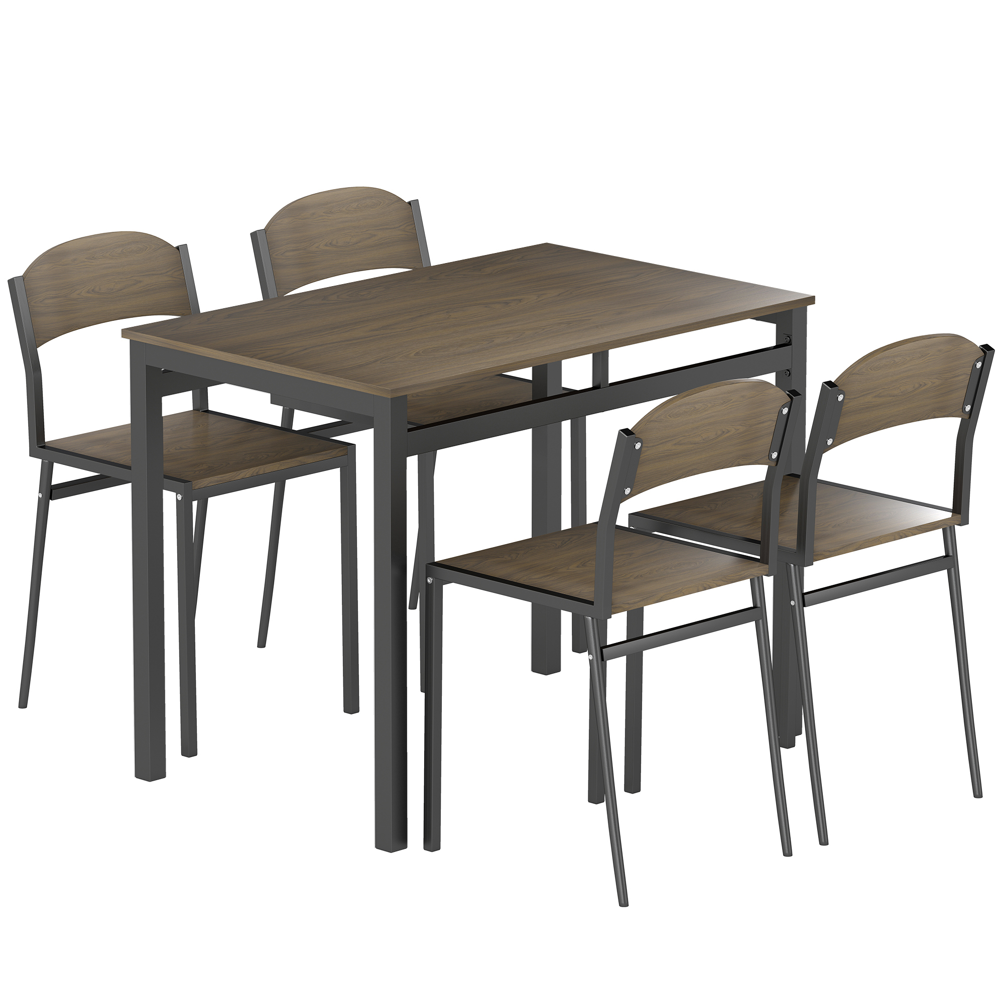 HOMCOM Conjunto de Mesa e Cadeiras de Refeição Mesa de Cozinha Retangular com 4 Cadeiras Estilo Moderno 