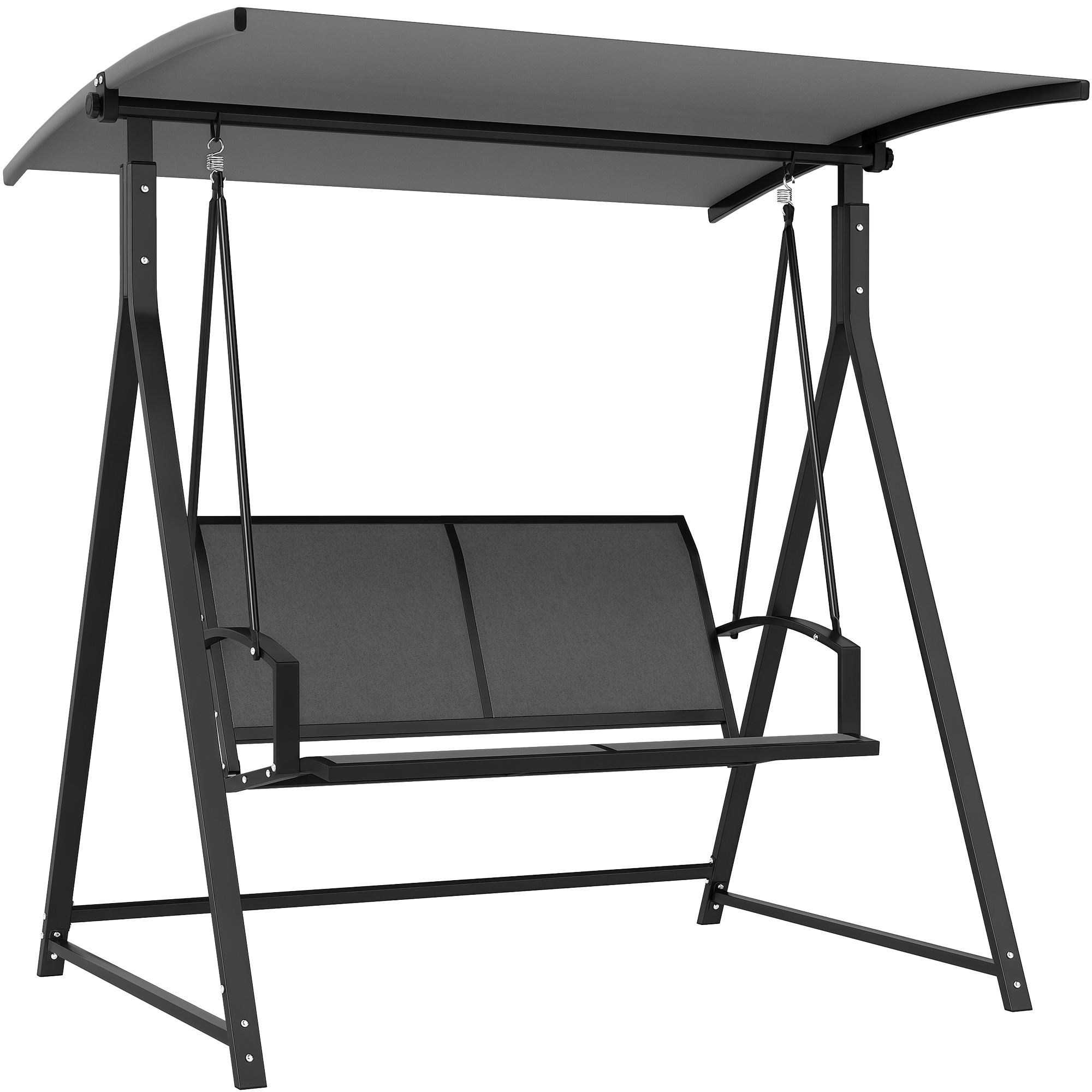 Outsunny Baloiço de Jardim de 2 Lugares com Toldo Ajustável 90° 160x112x162 cm Cinzento Escuro