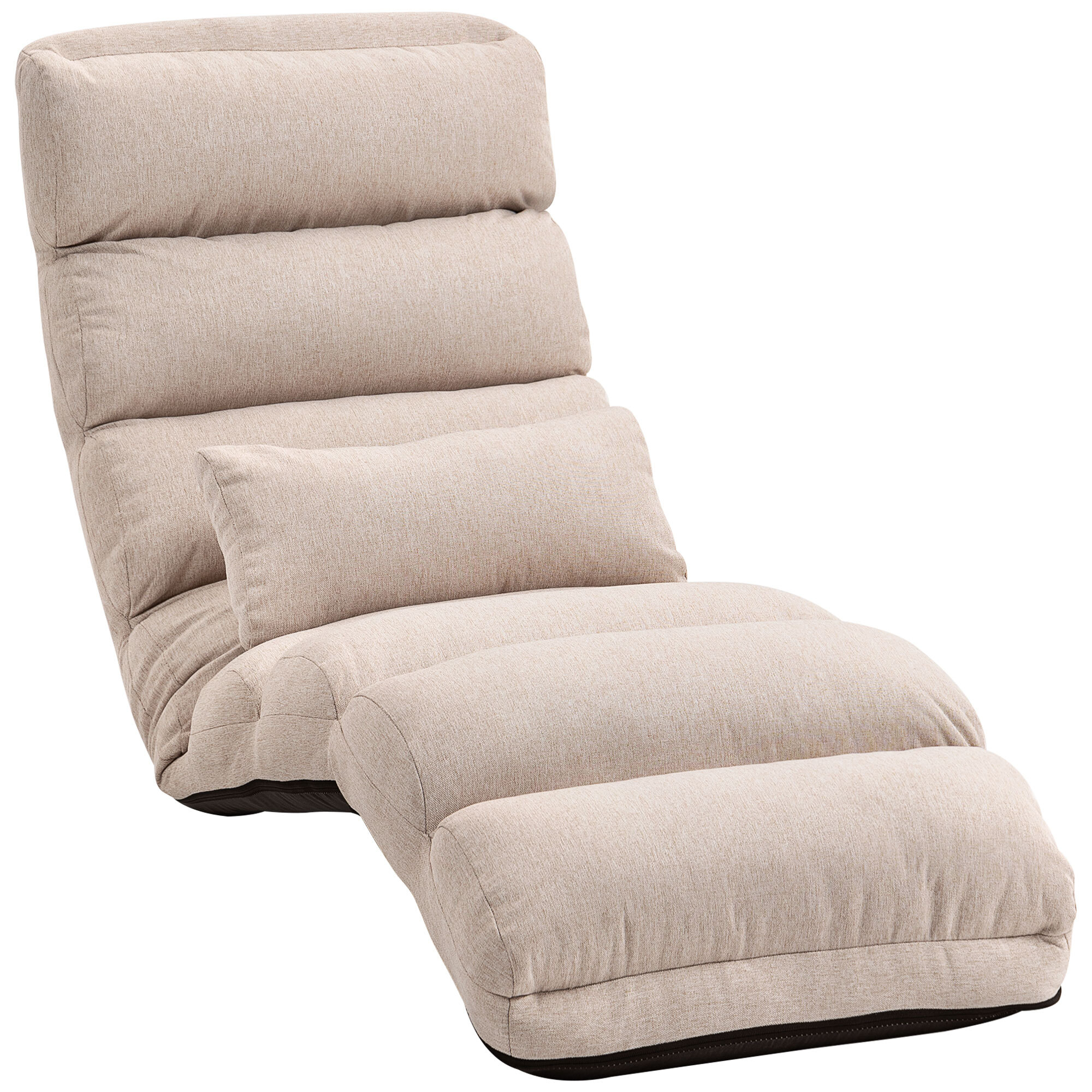 HOMCOM Poltrona Conversível 1 Lugar com Encosto e Encosto de Cabeça Ajustáveis em 5 Posições 58x119x78cm Bege