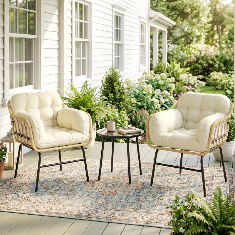 Conjunto de Jardim 3 Peças em Vime