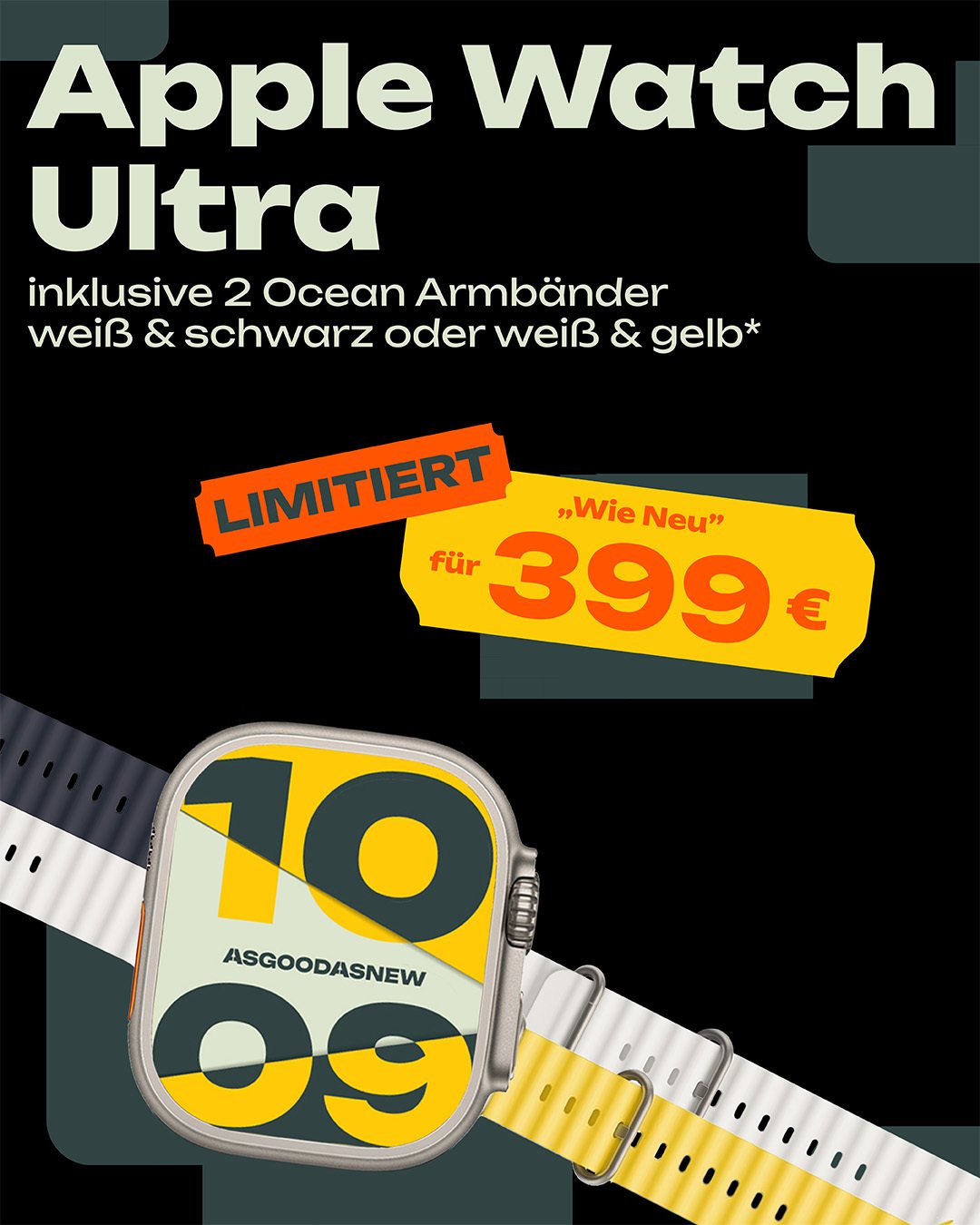 Apple Watch Ultra inkl. 2 Ocean Armbänder ab 399 Euro