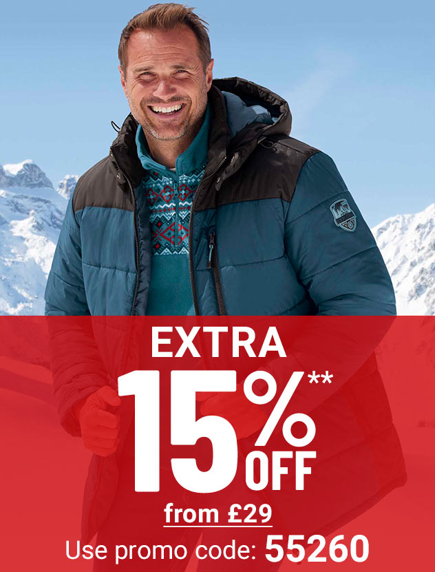 Extra 15% off** from £29 Use promo code: 55260