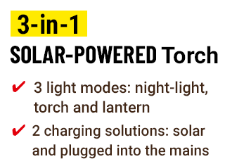 3-in-1 Solar-Powered Torch