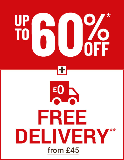 Up to 60% off and enjoy free delivery from £45