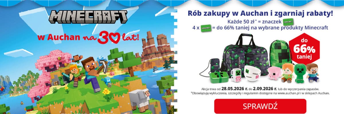 Minecraft w Auchan. Rób zakupy i zgarniaj rabaty