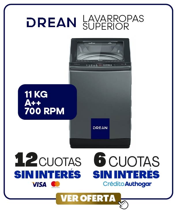 Drean Lavarropas Superior 11 kg A++ 700 RPM 12 cuotas sin interés 6 cuotas sin interés Ver oferta