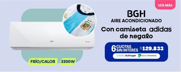 BGH AIRE ACONDICIONADO Con camiseta adidas de regalo 6 CUOTAS SIN INTERÉS $129.833 FRÍO/CALOR 3300W