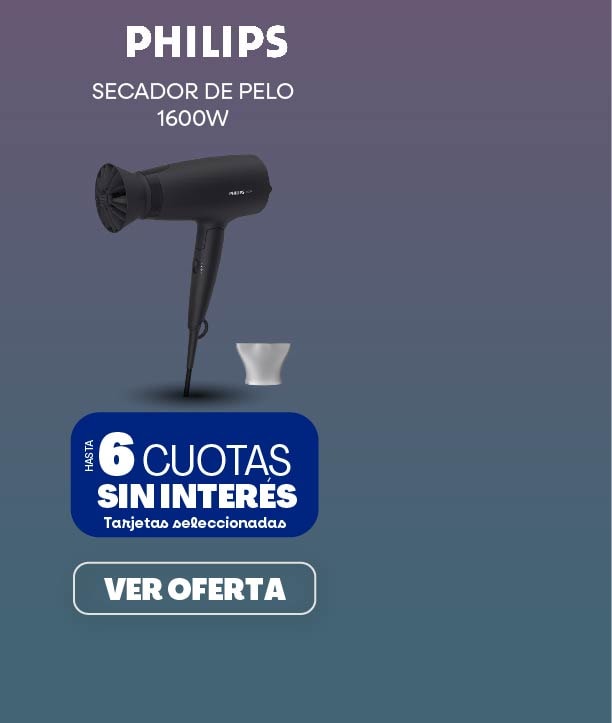 PHILIPS
SECADOR DE PELO
1600W
HASTA 6 CUOTAS SIN INTERÉS
Tarjetas seleccionadas
VER OFERTA