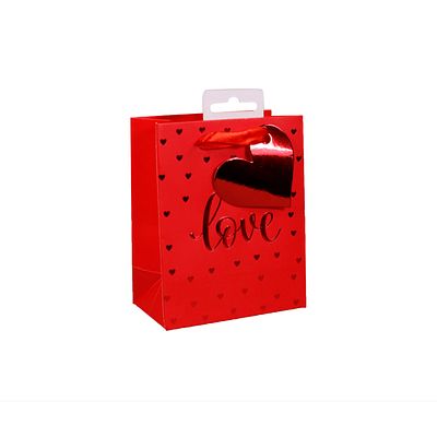 Geschenkzak "Love" 11x6,2x13,7cm Rood