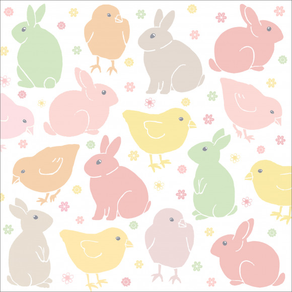 Servetten Hops + Pieps Pastel 33x33cm 20 Stuks -