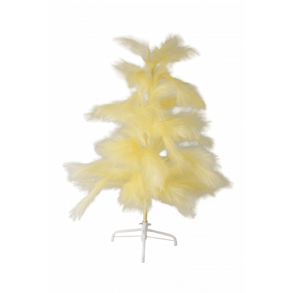 Boom Met Veren Geel Met Witte Metalen Voet 1m -